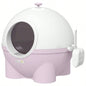 PawHut Hooded Litter Box, Large Litter Pan with Lid, Scoop, Leaking Sand Pedal, Top Handle, Light Pink
