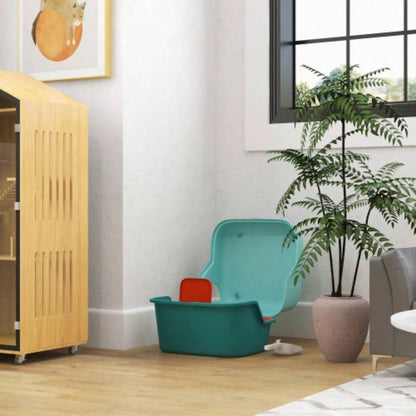 PawHut Litter Box, Covered Litter Box with Lid, Scoop, Easy to Clean Lockable Openable Cover, Litter Box Indoor Cats, Green