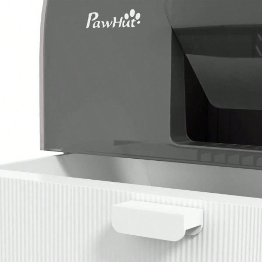 PawHut Litter Box with Lid, Covered Litter Box Indoor Cats with Tray, Scoop, 17x 17x 18.5 Light Gray
