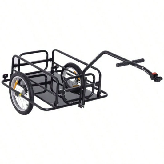 Aosom Bike Cargo Trailer, Trailer, Heavy - Duty Bike Wagon Cart, Foldable Compact Storage, with Universal Hitch, 16 Wheels, 88 lbs. Capacity, Black