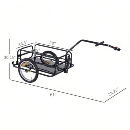 Aosom Bike Cargo Trailer, Trailer, Heavy - Duty Bike Wagon Cart, Foldable Compact Storage, with Universal Hitch, 16 Wheels, 88 lbs. Capacity, Black