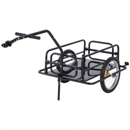 Aosom Bike Cargo Trailer, Trailer, Heavy - Duty Bike Wagon Cart, Foldable Compact Storage, with Universal Hitch, 16 Wheels, 88 lbs. Capacity, Black