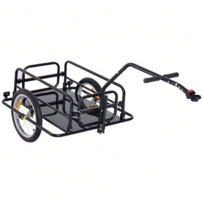 Aosom Bike Cargo Trailer, Trailer, Heavy - Duty Bike Wagon Cart, Foldable Compact Storage, with Universal Hitch, 16 Wheels, 88 lbs. Capacity, Black