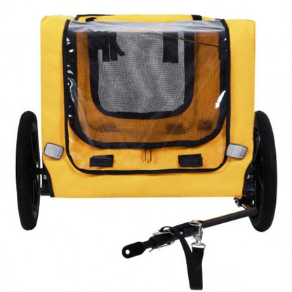 Pet Bike Trailer Dog Cart, Suitable Small and Medium Pets, Easy Folding Cart Frame, Quick Release Wheel, Non - Slip Floor, Internal Leash