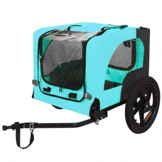Pet Bike Trailer Dog Cart, Suitable Small and Medium Pets, Easy Folding Cart Frame, Quick Release Wheel, Non - Slip Floor, Internal Leash