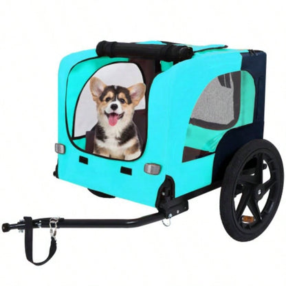 Pet Bike Trailer Dog Cart, Suitable Small and Medium Pets, Easy Folding Cart Frame, Quick Release Wheel, Non - Slip Floor, Internal Leash