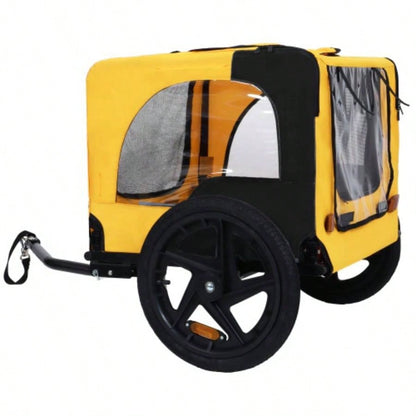 Pet Bike Trailer Dog Cart, Suitable Small and Medium Pets, Easy Folding Cart Frame, Quick Release Wheel, Non - Slip Floor, Internal Leash