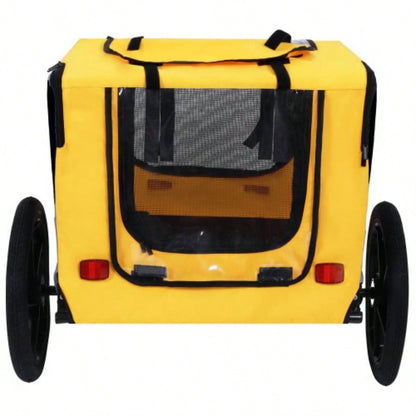 Pet Bike Trailer Dog Cart, Suitable Small and Medium Pets, Easy Folding Cart Frame, Quick Release Wheel, Non - Slip Floor, Internal Leash