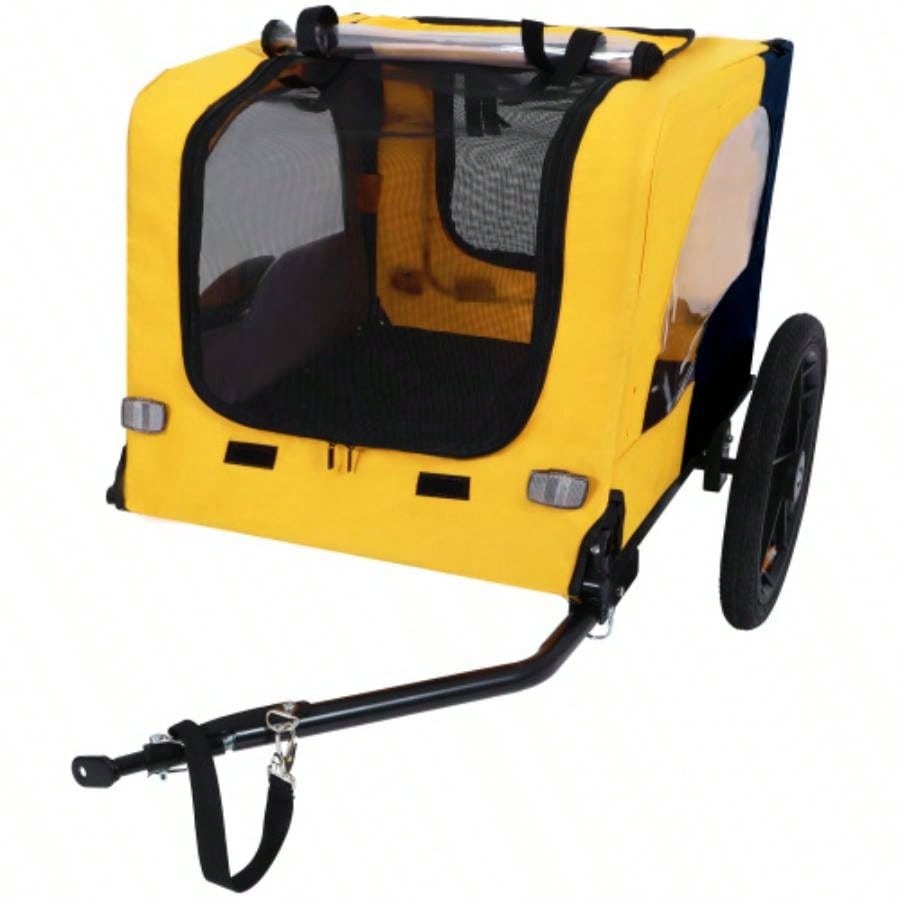 Pet Bike Trailer Dog Cart, Suitable Small and Medium Pets, Easy Folding Cart Frame, Quick Release Wheel, Non - Slip Floor, Internal Leash