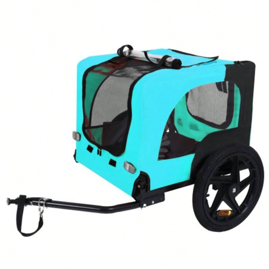 Pet Bike Trailer Dog Cart, Suitable Small and Medium Pets, Easy Folding Cart Frame, Quick Release Wheel, Non - Slip Floor, Internal Leash