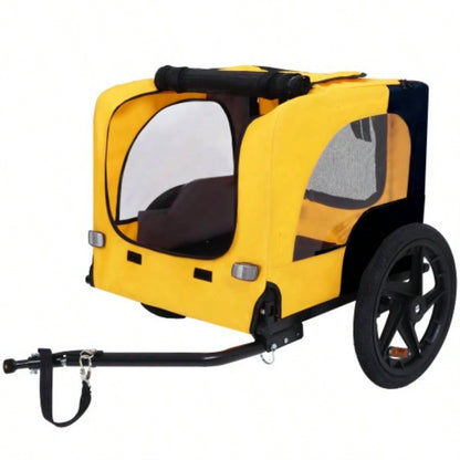 Pet Bike Trailer Dog Cart, Suitable Small and Medium Pets, Easy Folding Cart Frame, Quick Release Wheel, Non - Slip Floor, Internal Leash