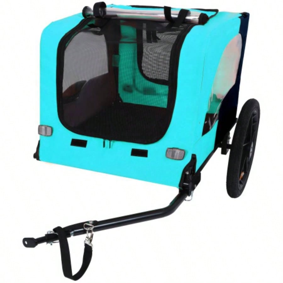 Pet Bike Trailer Dog Cart, Suitable Small and Medium Pets, Easy Folding Cart Frame, Quick Release Wheel, Non - Slip Floor, Internal Leash