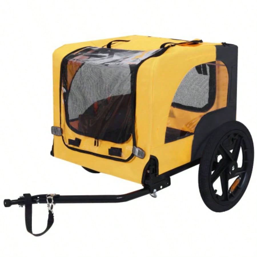 Pet Bike Trailer Dog Cart, Suitable Small and Medium Pets, Easy Folding Cart Frame, Quick Release Wheel, Non - Slip Floor, Internal Leash