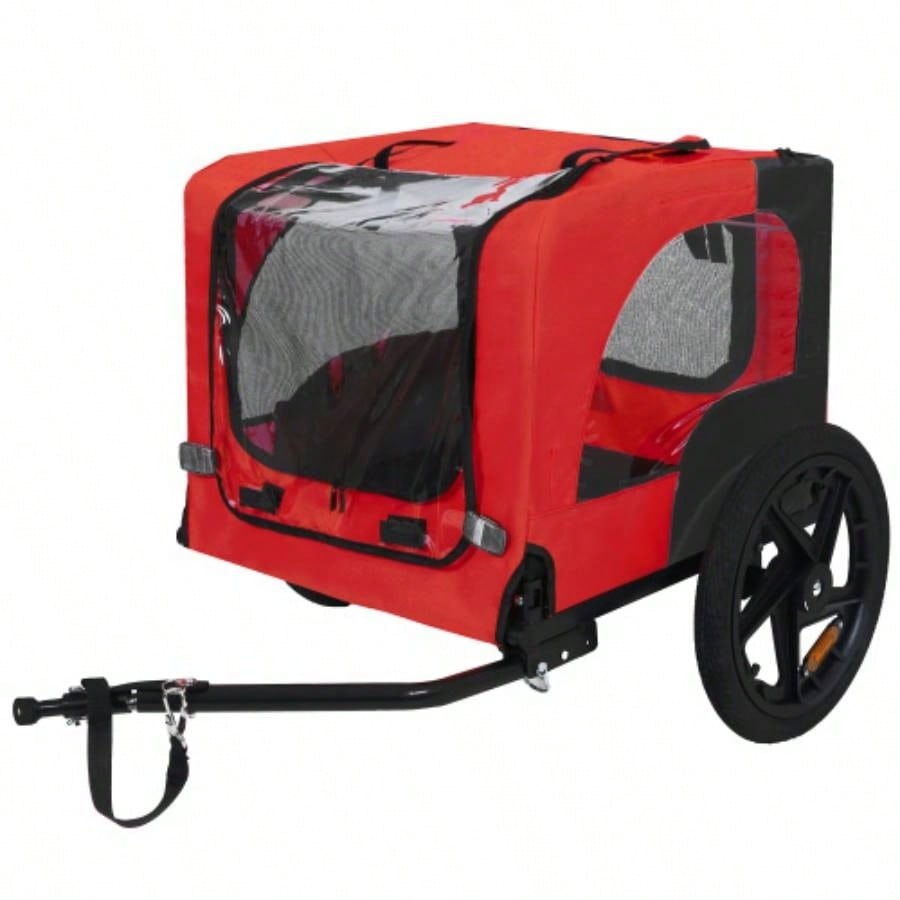Pet Bike Trailer Dog Cart, Suitable Small and Medium Pets, Easy Folding Cart Frame, Quick Release Wheel, Non - Slip Floor, Internal Leash