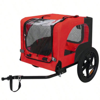 Pet Bike Trailer Dog Cart, Suitable Small and Medium Pets, Easy Folding Cart Frame, Quick Release Wheel, Non - Slip Floor, Internal Leash