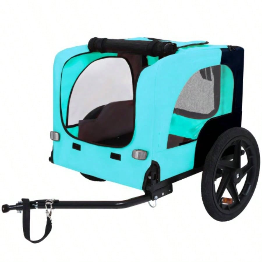 Pet Bike Trailer Dog Cart, Suitable Small and Medium Pets, Easy Folding Cart Frame, Quick Release Wheel, Non - Slip Floor, Internal Leash
