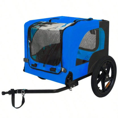 Pet Bike Trailer Dog Cart, Suitable Small and Medium Pets, Easy Folding Cart Frame, Quick Release Wheel, Non - Slip Floor, Internal Leash