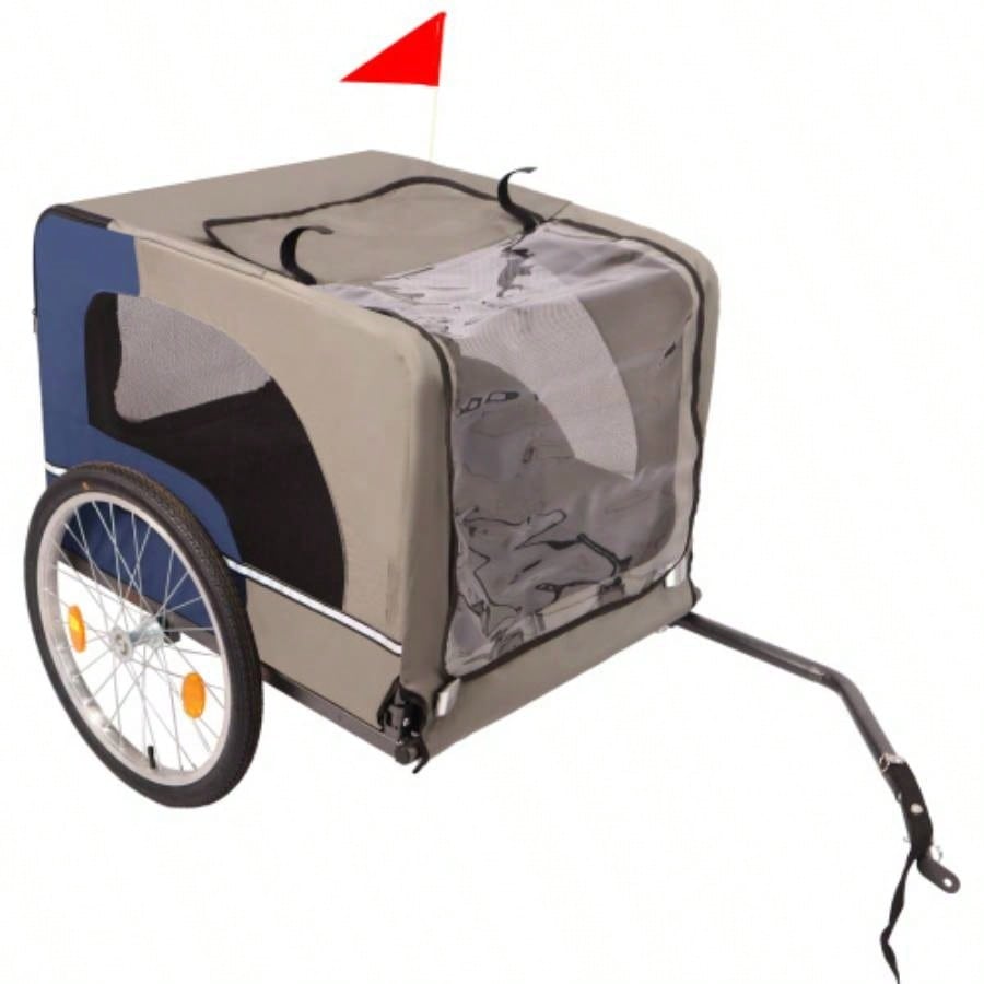Pet Bike Trailer Dog Cart, Suitable Small and Medium Pets, Easy Folding Cart Frame, Quick Release Wheel, Non - Slip Floor, Internal Leash