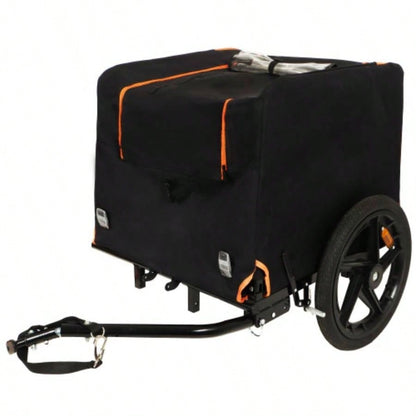 Pet Bike Trailer Dog Cart, Suitable Small and Medium Pets, Easy Folding Cart Frame, Quick Release Wheel, Non - Slip Floor, Internal Leash