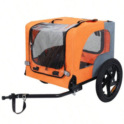 Pet Bike Trailer Dog Cart, Suitable Small and Medium Pets, Easy Folding Cart Frame, Quick Release Wheel, Non - Slip Floor, Internal Leash