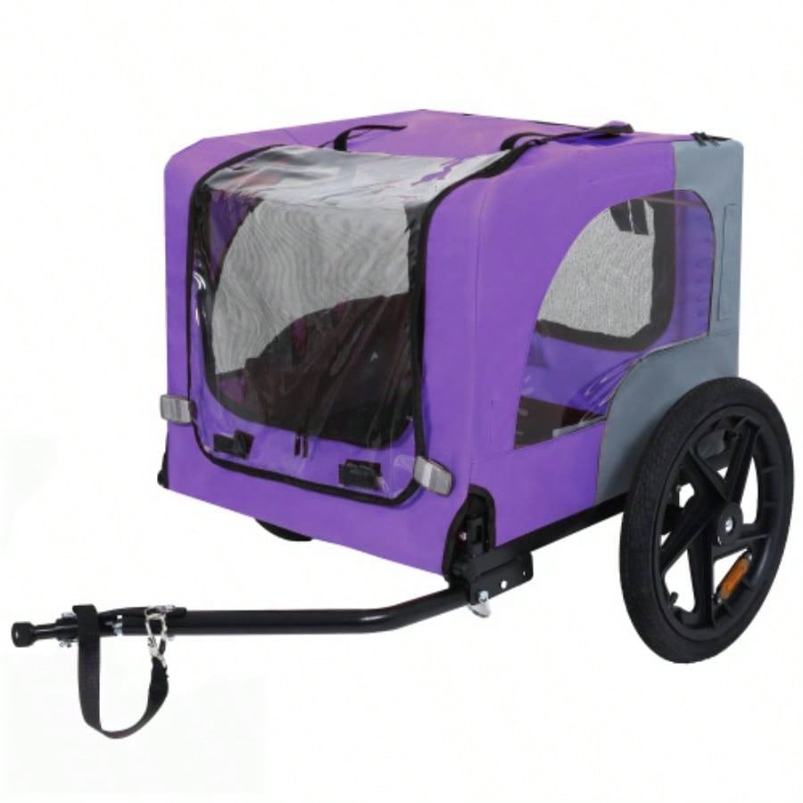 Pet Bike Trailer Dog Cart, Suitable Small and Medium Pets, Easy Folding Cart Frame, Quick Release Wheel, Non - Slip Floor, Internal Leash