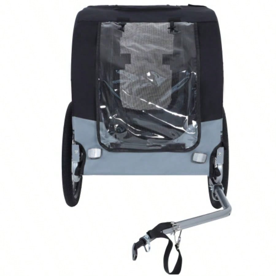 Large Folding Bike Trailer Dogs - 66LB Capacity All - Terrain, Durable Steel Frame Cycling, Jogging, Camping Outdoor Adventures, Black - Gray