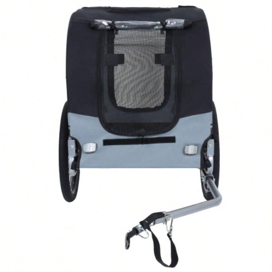 Large Folding Bike Trailer Dogs - 66LB Capacity All - Terrain, Durable Steel Frame Cycling, Jogging, Camping Outdoor Adventures, Black - Gray