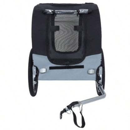 Large Folding Bike Trailer Dogs - 66LB Capacity All - Terrain, Durable Steel Frame Cycling, Jogging, Camping Outdoor Adventures, Black - Gray