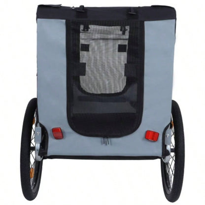 Large Folding Bike Trailer Dogs - 66LB Capacity All - Terrain, Durable Steel Frame Cycling, Jogging, Camping Outdoor Adventures, Black - Gray