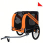 Large Folding Bike Trailer Dogs - 66LB Capacity All - Terrain, Durable Steel Frame Cycling, Jogging, Camping Outdoor Adventures, Black - Orange