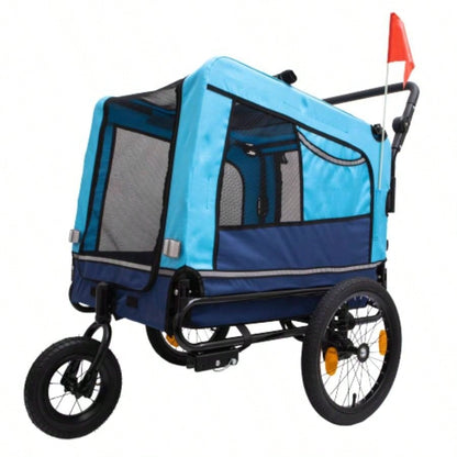 2 - in - 1 Bike Trailer Push Cart Pets - Detachable Bike Hitch Push Handle Included - All - Terrain Wheels, Quick Release Wheel, Non - Slip Floor, Internal Leash, Holds Pets Up to 88 lbs, Black -