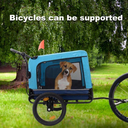 2 - in - 1 Bike Trailer Push Cart Pets - Detachable Bike Hitch Push Handle Included - All - Terrain Wheels, Quick Release Wheel, Non - Slip Floor, Internal Leash, Holds Pets Up to 88 lbs, Blue