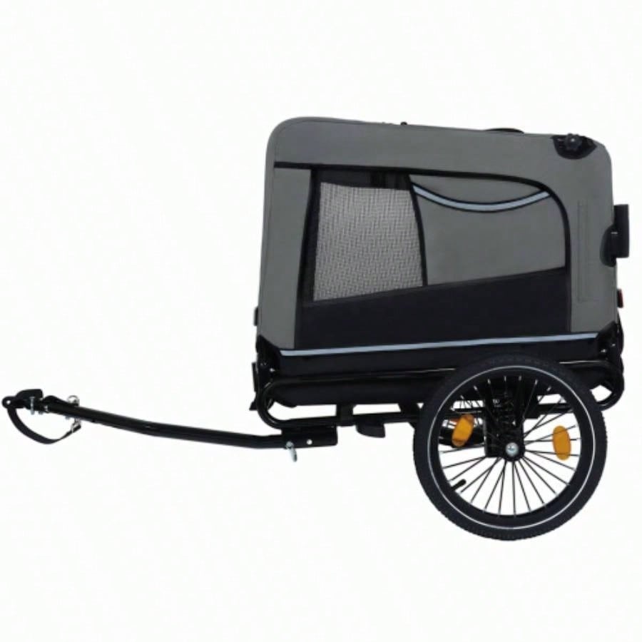 2 - in - 1 Bike Trailer Push Cart Pets - Detachable Bike Hitch Push Handle Included - All - Terrain Wheels, Quick Release Wheel, Non - Slip Floor, Internal Leash, Holds Pets Up to 88 lbs, Black -