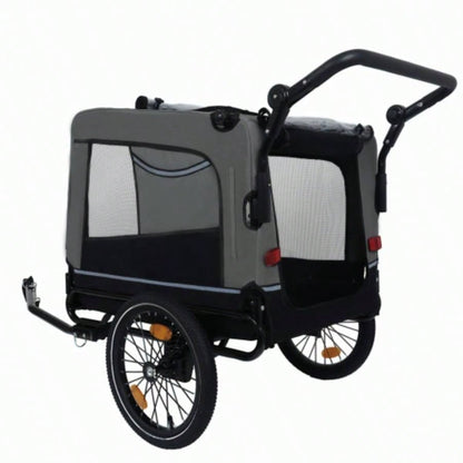 2 - in - 1 Bike Trailer Push Cart Pets - Detachable Bike Hitch Push Handle Included - All - Terrain Wheels, Quick Release Wheel, Non - Slip Floor, Internal Leash, Holds Pets Up to 88 lbs, Black -