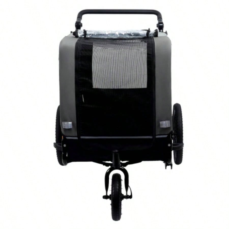 2 - in - 1 Bike Trailer Push Cart Pets - Detachable Bike Hitch Push Handle Included - All - Terrain Wheels, Quick Release Wheel, Non - Slip Floor, Internal Leash, Holds Pets Up to 88 lbs, Black -