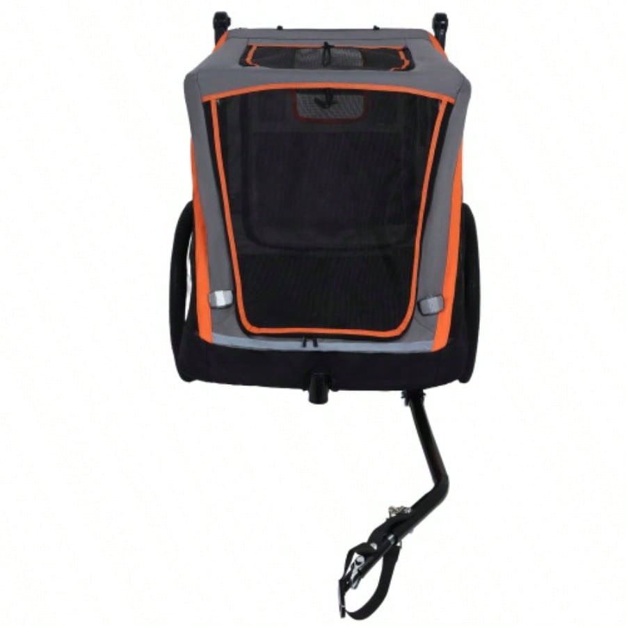 2 - in - 1 Bike Trailer Push Cart Pets - Detachable Bike Hitch Push Handle Included - Quick Release Wheel, Internal Leash, Dual Cup Pockets and Underneath Storage Bag, Holds Pets Up to lbs
