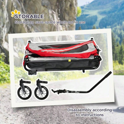 Aosom 2 - in - 1 Pet Bike Trailer Small Dogs, Road - Visibility Stroller, Weather - Strong Bike Wagon Trailer Sidecar Attachment, Red
