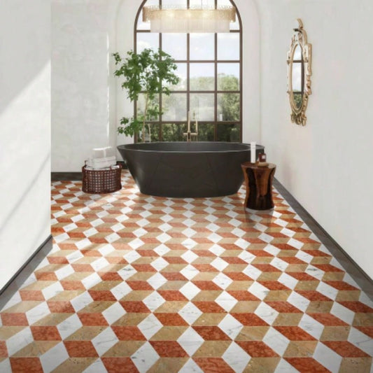 Hexagon - jet marble, White Gold Red 3 color, natural marble, floor and wall, polished marble tile, natural stone, genuine marble, real marble, 1 box 12 pcs