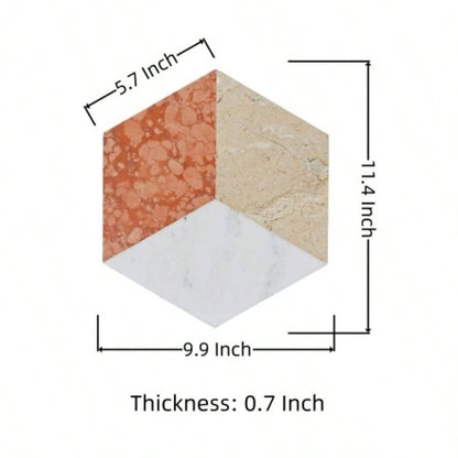 Hexagon - jet marble, White Gold Red 3 color, natural marble, floor and wall, polished marble tile, natural stone, genuine marble, real marble, 1 box 12 pcs