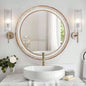 23.62 inches Round Wall Mirror Bathroom Vanity, Wooden Farmhouse Circle Mirrors Bedroom, Entryway, Living Room, Kithen Whitewash Decorative Mirror Home, Office