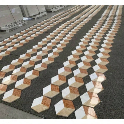 Hexagon - jet marble, White Gold Red 3 color, natural marble, floor and wall, polished marble tile, natural stone, genuine marble, real marble, 1 box 12 pcs