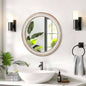 23.62 inches Round Wall Mirror Bathroom Vanity, Wooden Farmhouse Circle Mirrors Bedroom, Entryway, Living Room, Kithen Whitewash Decorative Mirror Home, Office