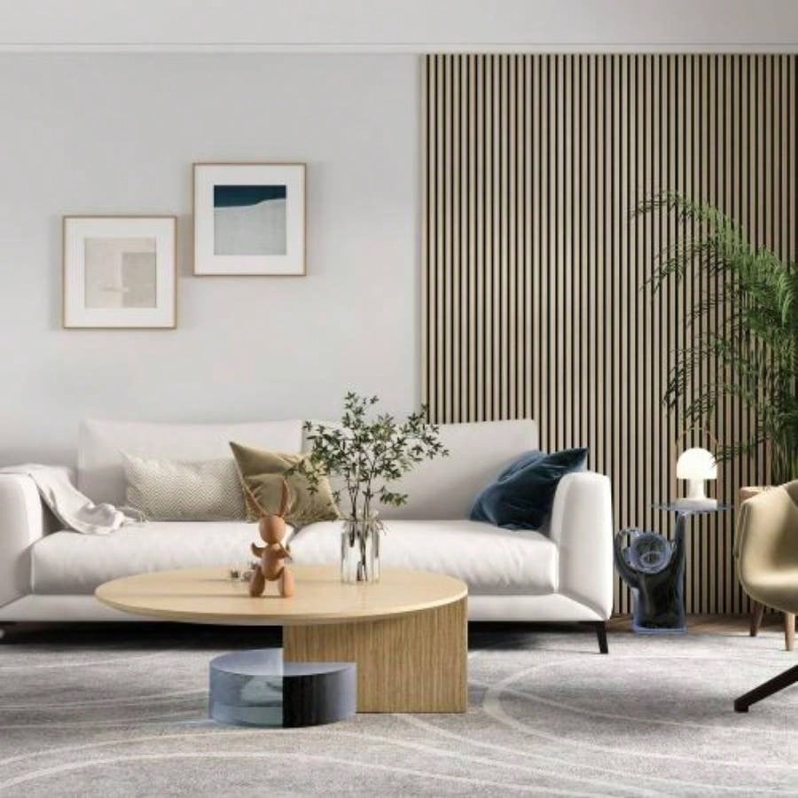 Acoustic Wood Wall Panels, 2 Pack 94.5x 12.6 Soundproof Wall Panels, Wood Slat Wall Panels Interior Wall Decor Oak