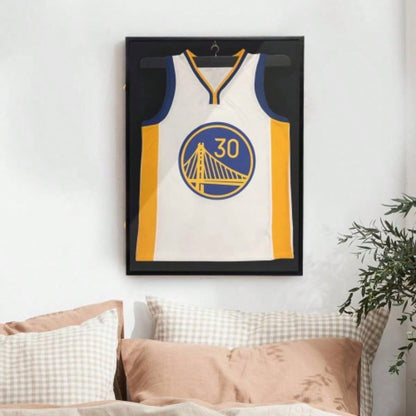 Jersey Frame Display with Lengthened Hanger Baseball Basketball Hockey Sport Shirt and Uniform, Black
