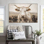 White Highland Cow Canvas Wall Art - Modern Minimalist Animal Art Print Living Room Bedroom Decor, Framed in Solid Wood, Nature Inspired Wall Decordecorative picture Oil painting