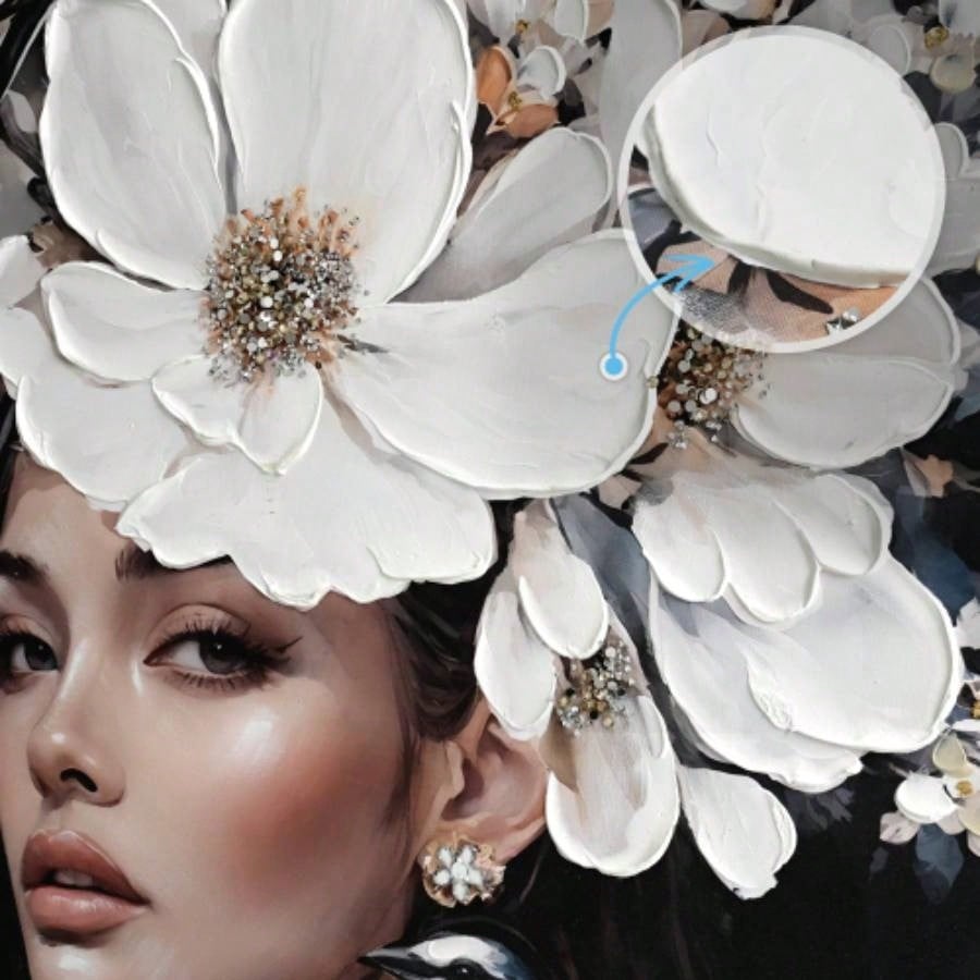 Floral Woman Canvas Wall Art Black and White Bird Tattoo Portrait Modern Aesthetic Artwork Living Room Bedroom Office Art oil painting decorative picture