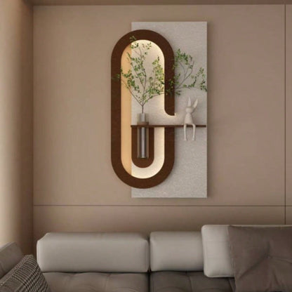 Adjustable 3 - Color LED Sandstone Wall Decor with Simulated Green Plants - 3D Art Sculpture, Glass Vase Rabbit Statue, Remote Control Light Strips Living Room, Bedroom, Hallway