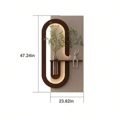 Adjustable 3 - Color LED Sandstone Wall Decor with Simulated Green Plants - 3D Art Sculpture, Glass Vase Rabbit Statue, Remote Control Light Strips Living Room, Bedroom, Hallway
