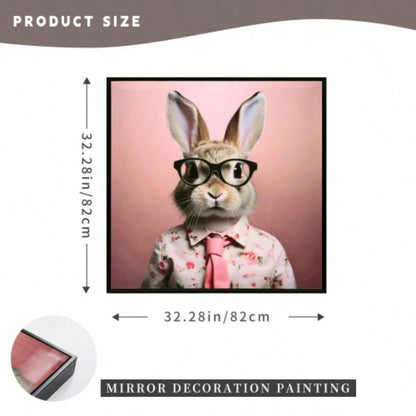 Stretched Canvas Print - Whimsical Rabbit in Blush Pink Suit Nursery and Bedroom Wall Decoration decorative picture