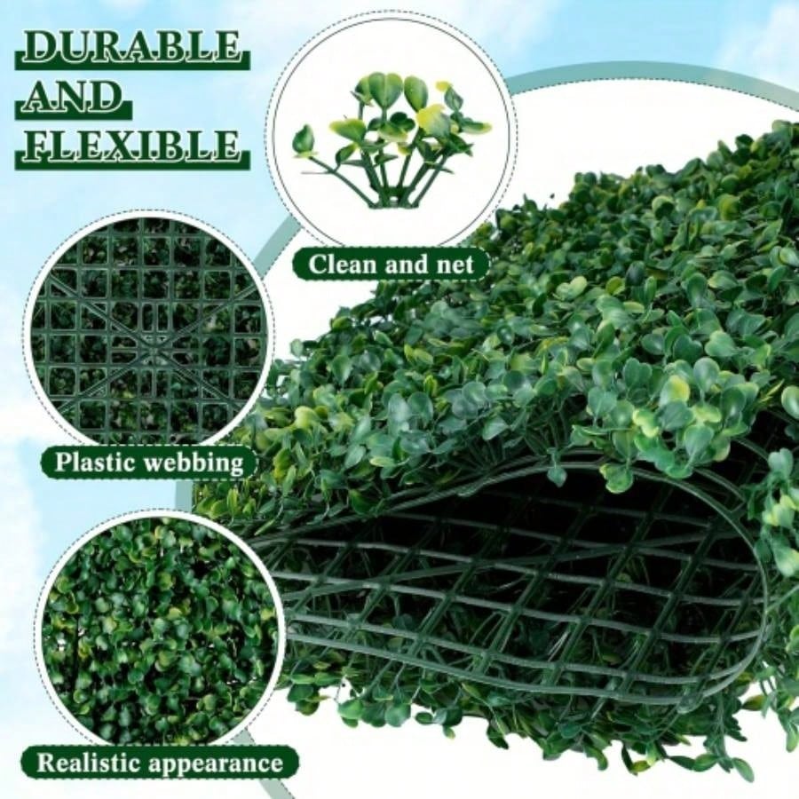 24Pcs 24in*16in Artificial Boxwood Topiary Hedge Plant Grass Backdrop Fence Privacy Screen Grass Wall Decoration Balcony Garden Fence